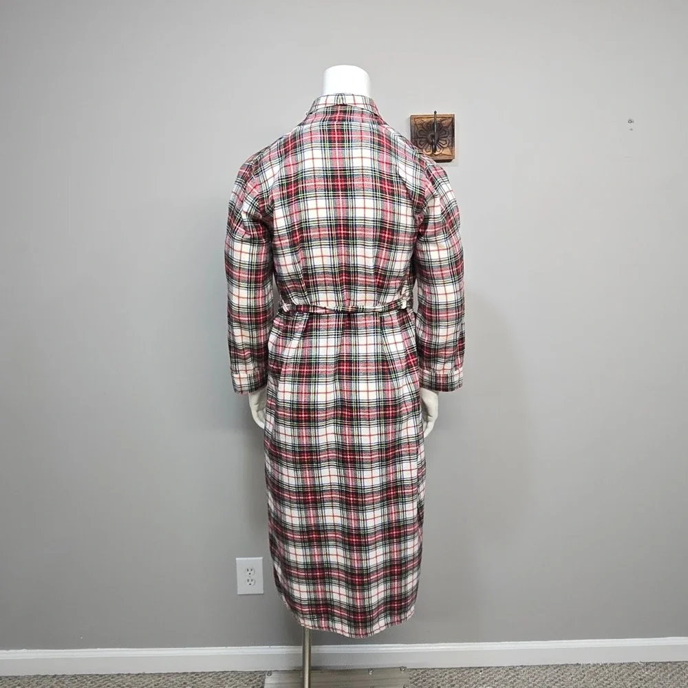 L.L. Bean Flannel Robe‎ Men Medium Red Tartan Plaid Loungewear Cabin Long Modest